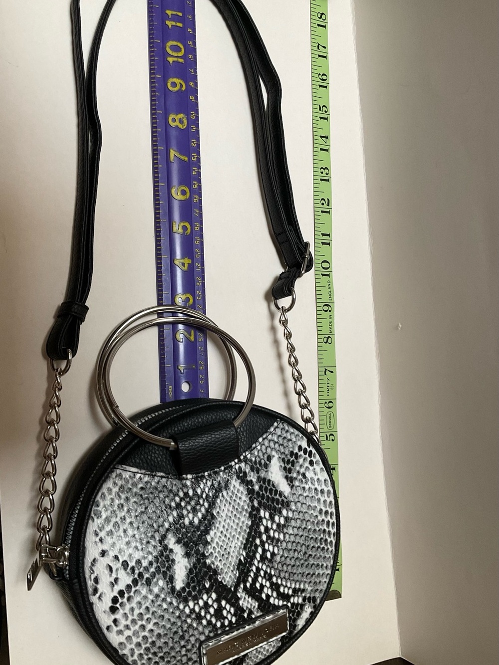 Marc New York by Andrew Marc Round Mini Handbag Snakeskin Print Crossbody Bag - Picture 6 of 13